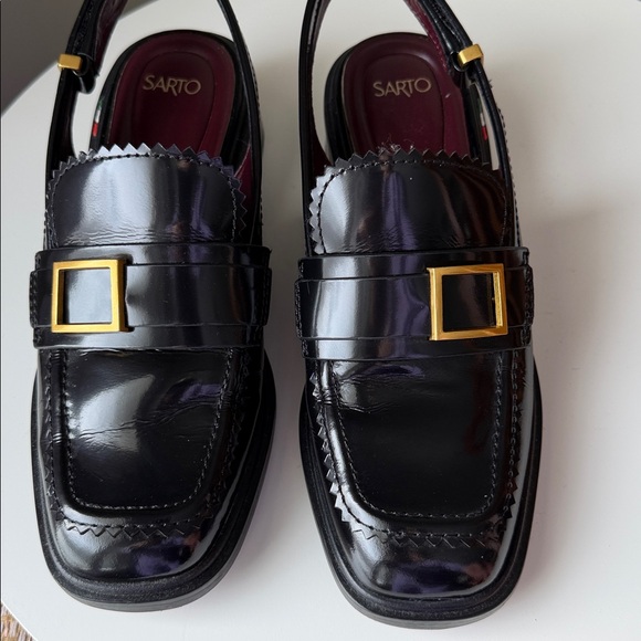 Sarto by Franco Sarto Gianna slingback loafers patent leather gold-tone hardware - Picture 8 of 14